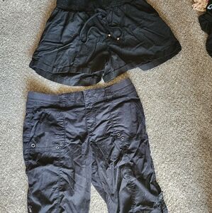 Black Casual Shorts/Capri Set